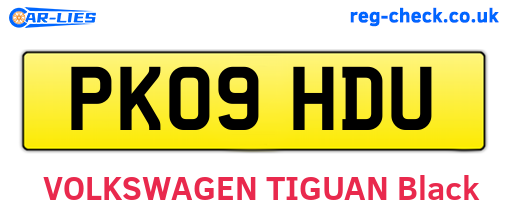 PK09HDU are the vehicle registration plates.
