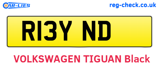 R13YND are the vehicle registration plates.