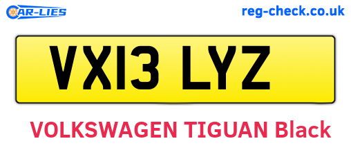 VX13LYZ are the vehicle registration plates.