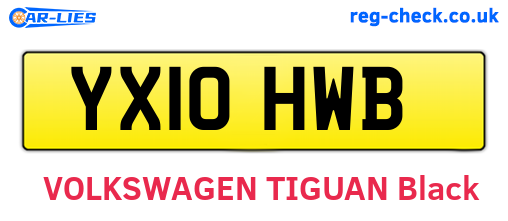 YX10HWB are the vehicle registration plates.