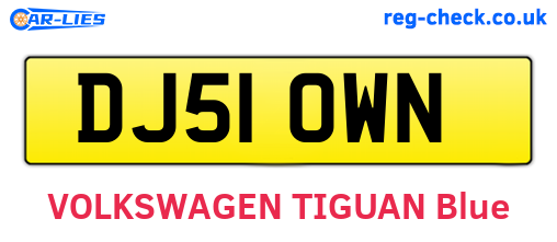 DJ51OWN are the vehicle registration plates.