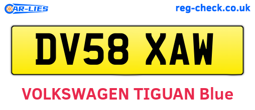 DV58XAW are the vehicle registration plates.