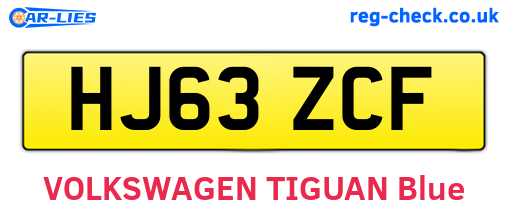 HJ63ZCF are the vehicle registration plates.