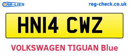 HN14CWZ are the vehicle registration plates.