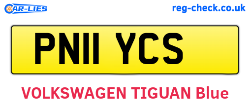 PN11YCS are the vehicle registration plates.