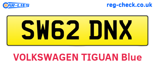 SW62DNX are the vehicle registration plates.