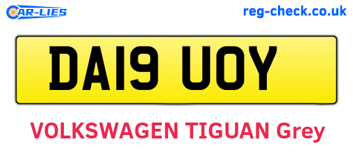 DA19UOY are the vehicle registration plates.