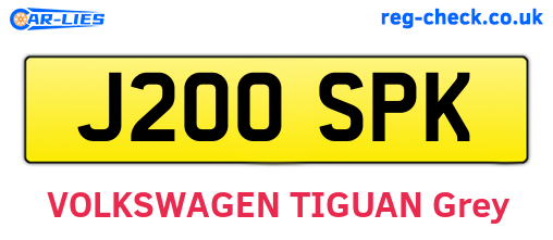 J200SPK are the vehicle registration plates.