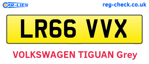 LR66VVX are the vehicle registration plates.