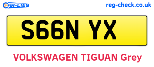 S66NYX are the vehicle registration plates.