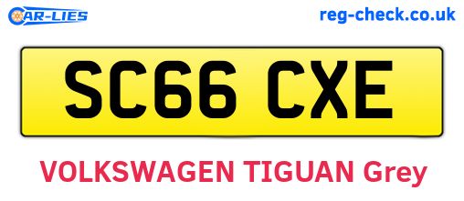 SC66CXE are the vehicle registration plates.