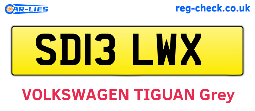 SD13LWX are the vehicle registration plates.