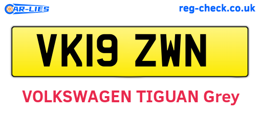 VK19ZWN are the vehicle registration plates.