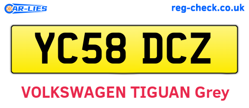 YC58DCZ are the vehicle registration plates.