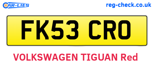 FK53CRO are the vehicle registration plates.