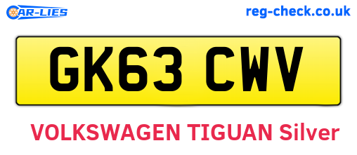 GK63CWV are the vehicle registration plates.
