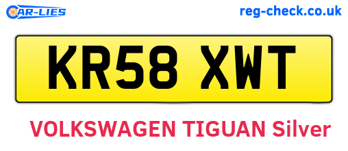 KR58XWT are the vehicle registration plates.
