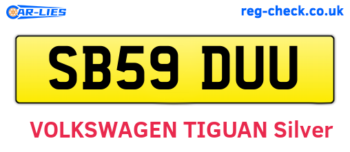 SB59DUU are the vehicle registration plates.