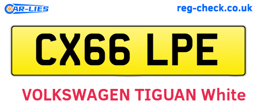 CX66LPE are the vehicle registration plates.
