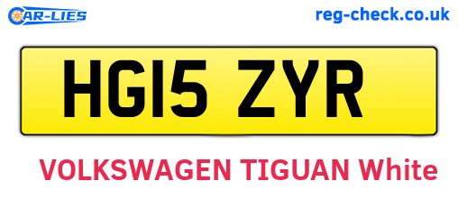 HG15ZYR are the vehicle registration plates.