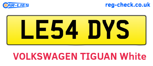 LE54DYS are the vehicle registration plates.
