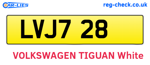 LVJ728 are the vehicle registration plates.