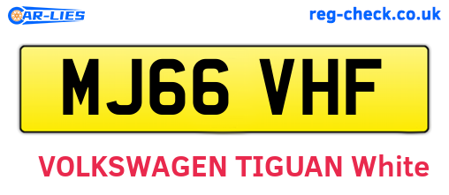 MJ66VHF are the vehicle registration plates.