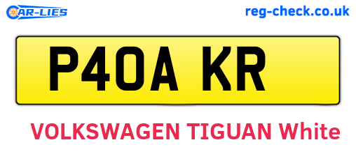 P40AKR are the vehicle registration plates.