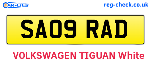 SA09RAD are the vehicle registration plates.
