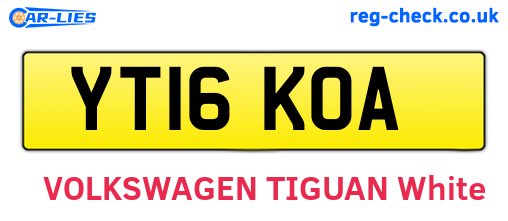 YT16KOA are the vehicle registration plates.