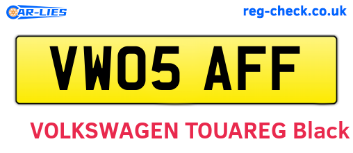 VW05AFF are the vehicle registration plates.