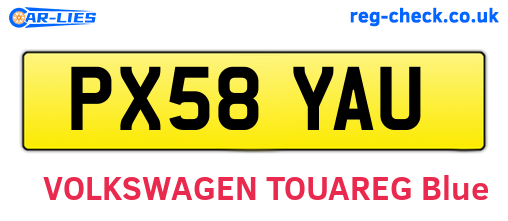 PX58YAU are the vehicle registration plates.
