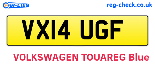VX14UGF are the vehicle registration plates.