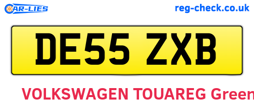 DE55ZXB are the vehicle registration plates.