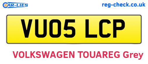 VU05LCP are the vehicle registration plates.