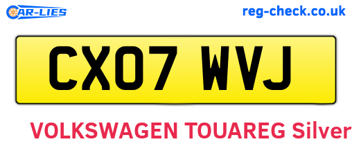 CX07WVJ are the vehicle registration plates.