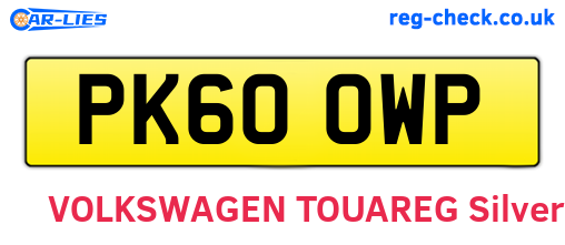 PK60OWP are the vehicle registration plates.