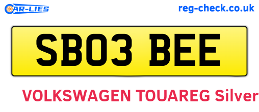 SB03BEE are the vehicle registration plates.