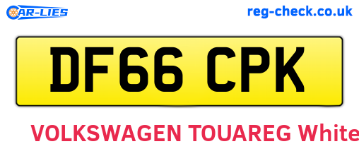DF66CPK are the vehicle registration plates.