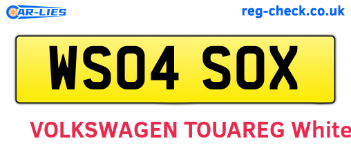 WS04SOX are the vehicle registration plates.