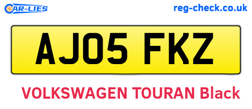 AJ05FKZ are the vehicle registration plates.