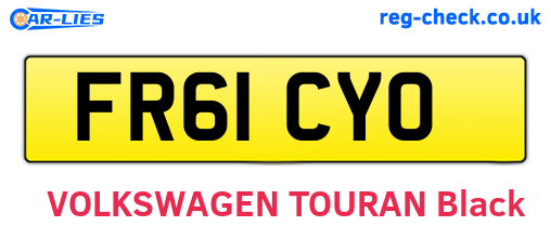 FR61CYO are the vehicle registration plates.