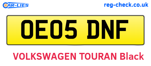 OE05DNF are the vehicle registration plates.