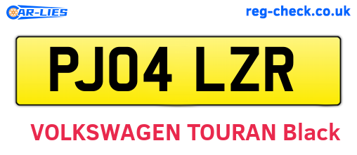 PJ04LZR are the vehicle registration plates.