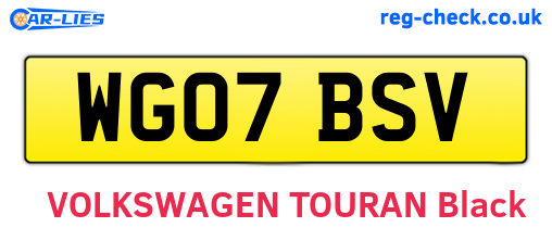WG07BSV are the vehicle registration plates.