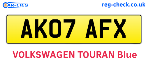 AK07AFX are the vehicle registration plates.
