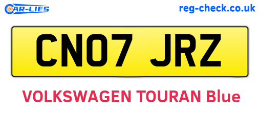 CN07JRZ are the vehicle registration plates.