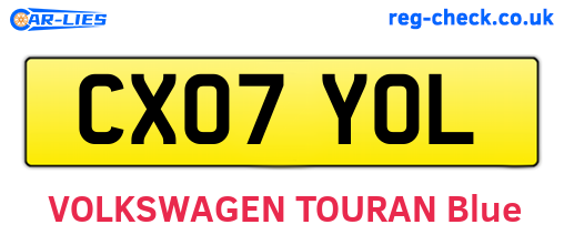 CX07YOL are the vehicle registration plates.