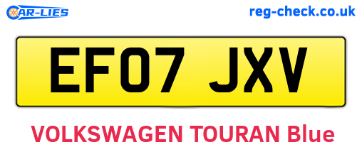 EF07JXV are the vehicle registration plates.
