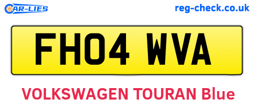 FH04WVA are the vehicle registration plates.
